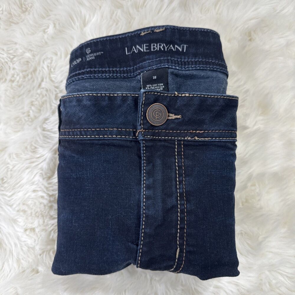 Lane Bryant Crop Genius Fit Jeans Plus 18 (38x25) Dark Wash Blue Stretch Womens - Picture 8 of 10